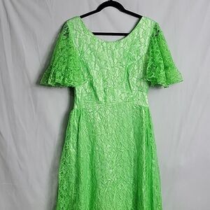 VINTAGE.. lime green dress.. 70's style.. costume.. party..